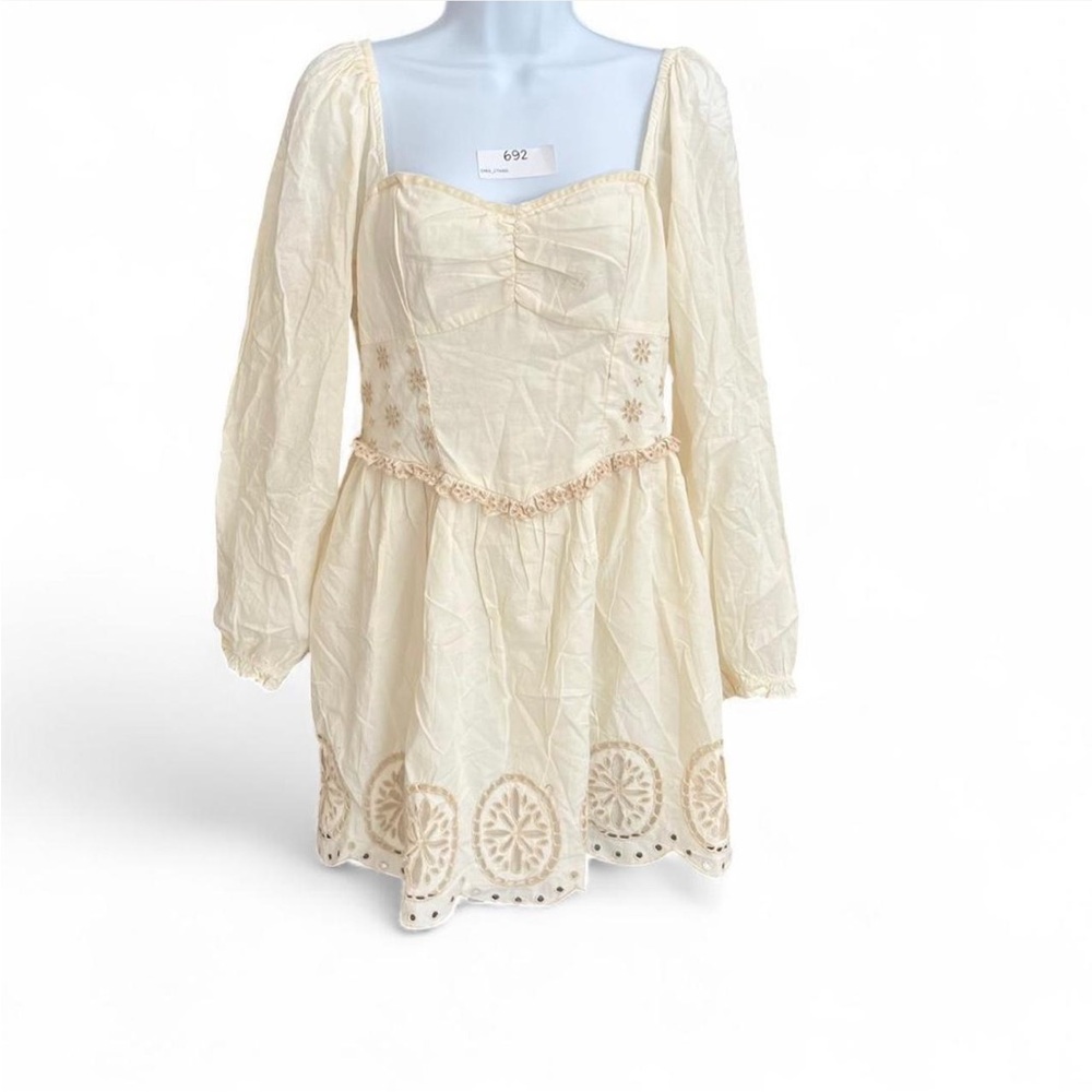 American Eagle Outfitters Cream Smocked Dress